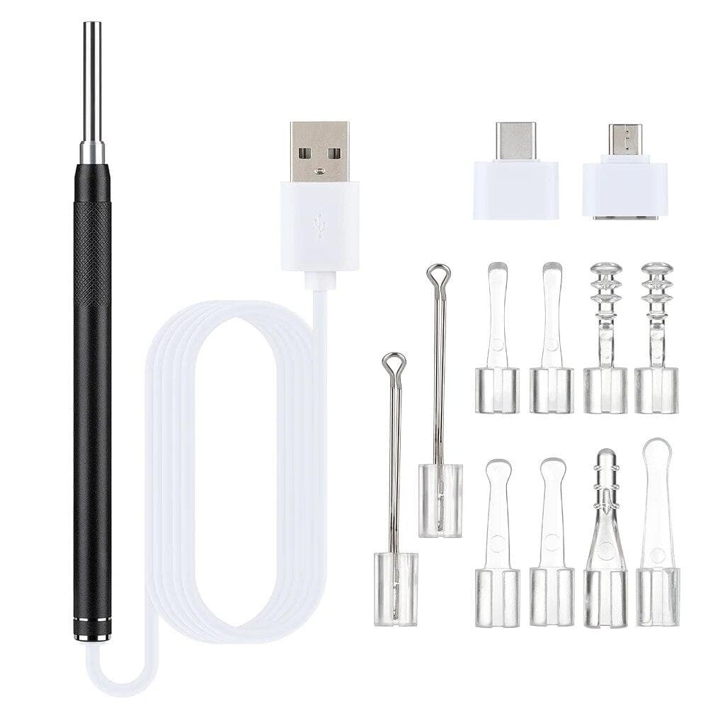 Smart Visual Earpick Endoscope Spoon Ear Cleaner Camera Otoscope Ear Wax Remover Earwax Removal Tool Support Android PC Type-c CN black