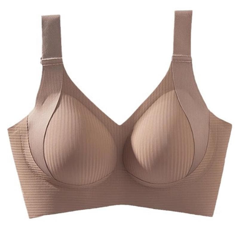 Women's Seamless Underwear No Wires Anti-sagging Bra Push-up Adjustable Underwear Bra XL coffee