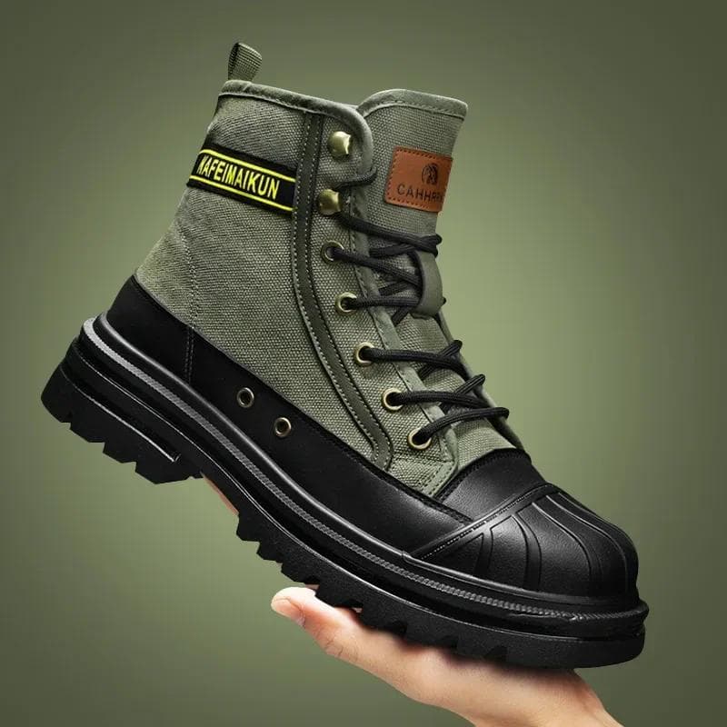 Fashion High Top Boots Men Leather Shoes Winter Motorcycle Boots Men Snow Boots For Men 41 green