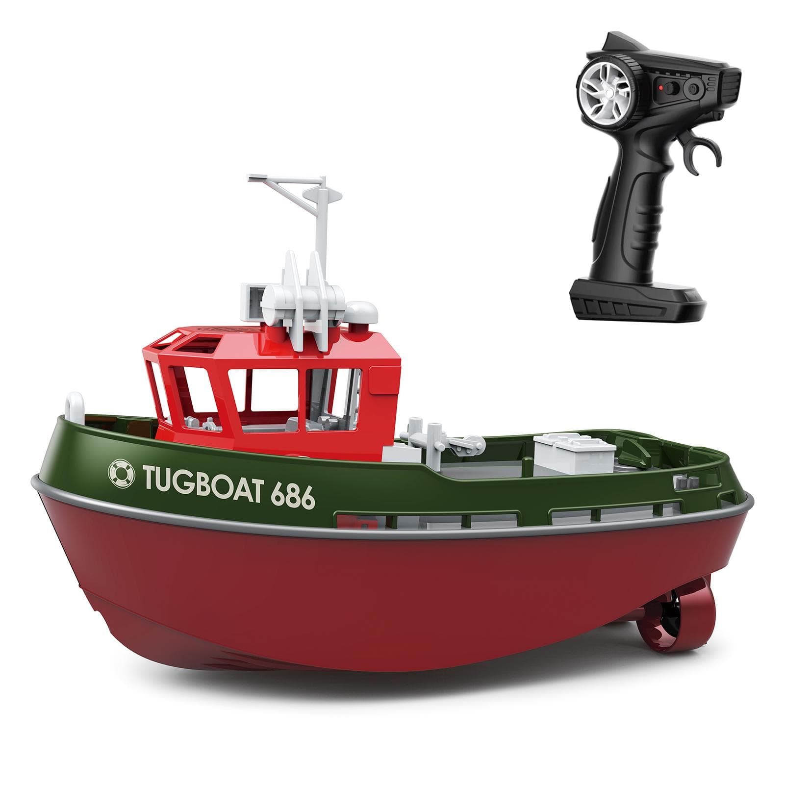 Remote Control Boat, 1:72 Remote Control Boat for Pool & Lake, 2.4GHz Remote Control Tugboat for green