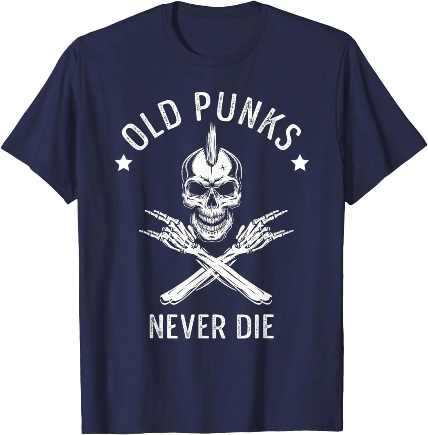 Old Punks Never Die Punker Rocker Subculture Skull Rocker T-Shirt S army green