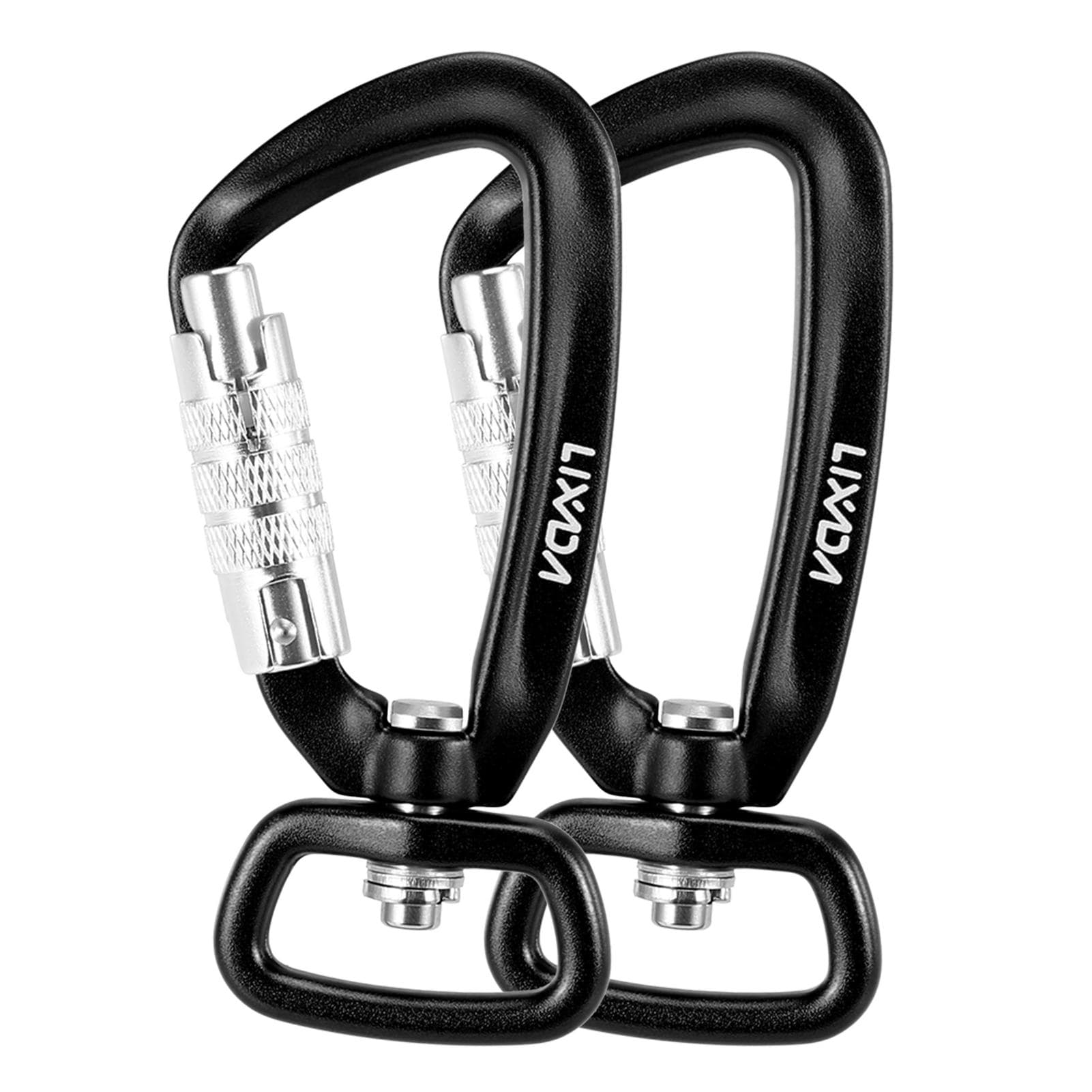 Lixada 2pcs Swivel Carabiner Clip 360 degrees Rotatable Spinner Carabiner Small Auto Locking Carabiner D-ring (2pcs) black