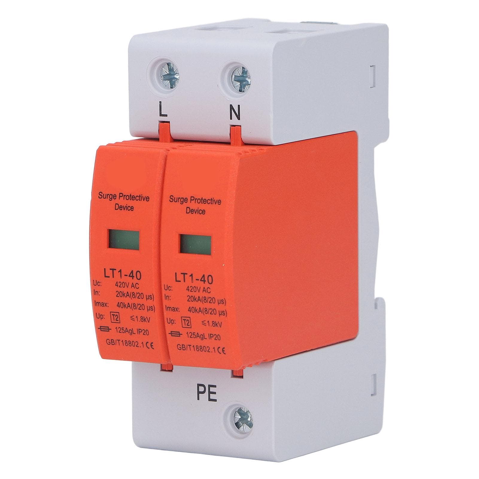 AC Surge Protector 2P Flame Retardant 36mm Rail Installation Protective Arrester Device 420V