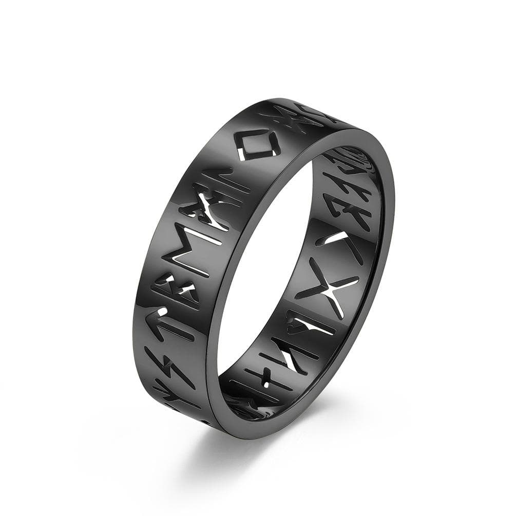 Text Hollow Titanium Steel Ring Men's Proposal Wedding Simple Ring Hand Jewelry Gift 9# black