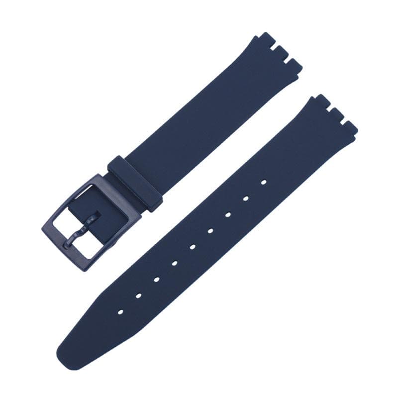 Ultra-thin Watch Band for Swatch Skin Strap Replacement Pin Buckle 16mm Silicone Rubber Wristband Red Navy Black White Watchband navy blue