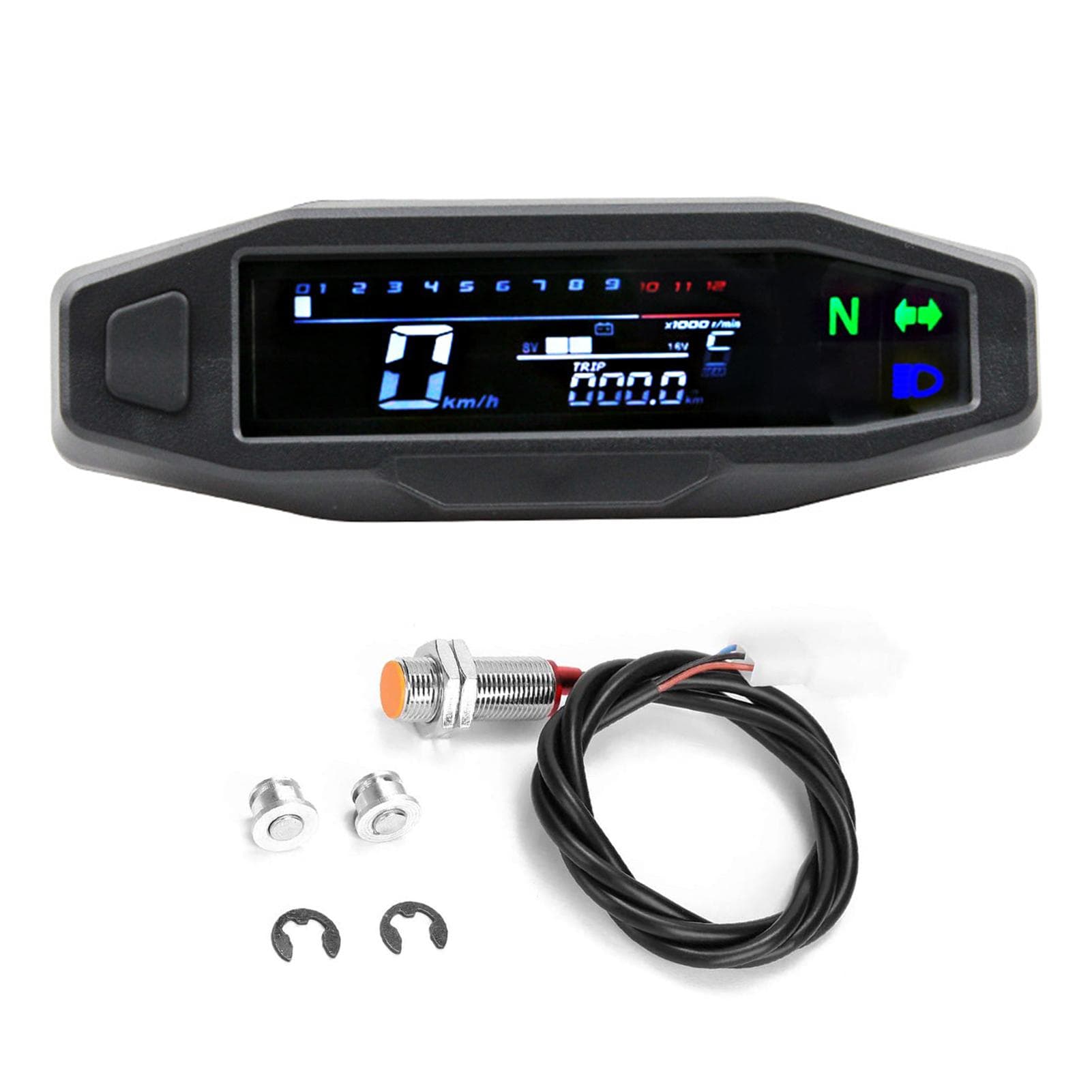 Motorcycle RPM Gauge Digital Speedometer Odometer Electric Injection Carburetor Instrument Turn with cable black