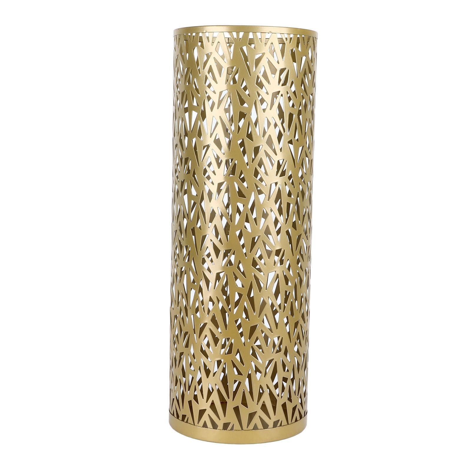 Umbrella Stand Rack for Entryway Metal Hollowed Freestanding Round Umbrella Holder Organizer Bin Small gold