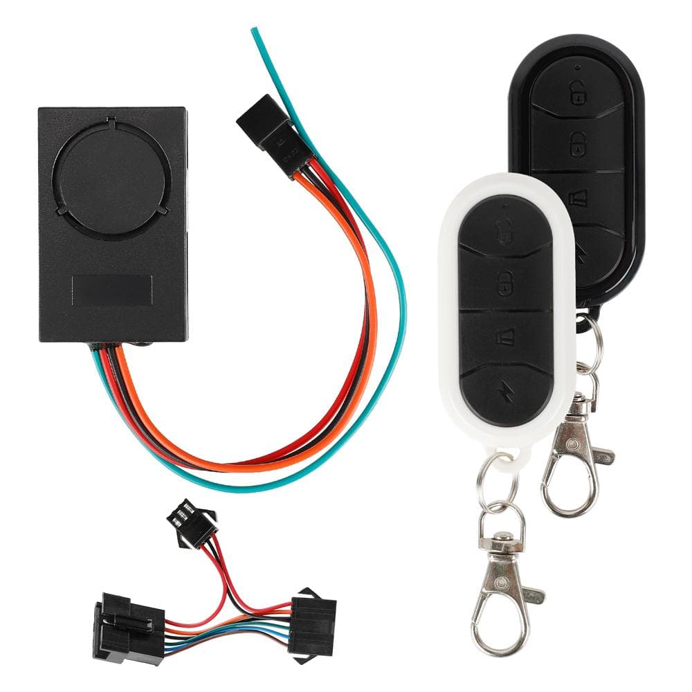 Electric Scooter AntiTheft Device Vibration Alarm Waterproof One-Button Starter Support Vehicle Black and White Remote Control black