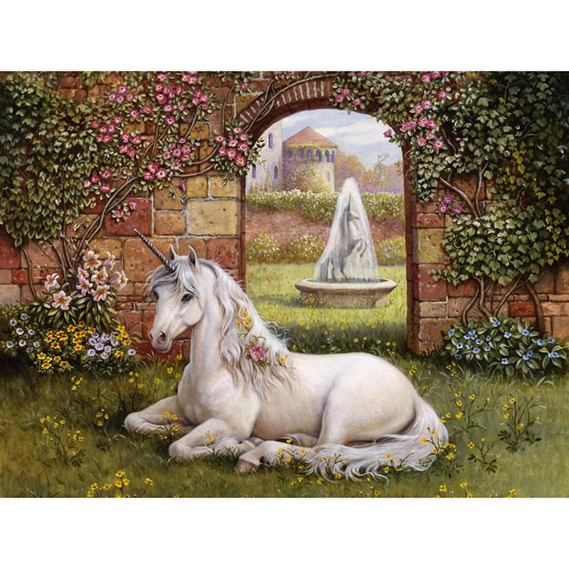 Diamond Embroidery Painting A Sitting Unicorn Diamond Cross Stitch Rhinestone Home Decoration 20X30CM