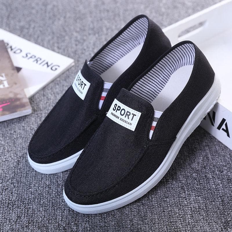 Old Beijing Men's Cloth Shoes Shoes Non-slip Wear-resistant Denim Low-top Sneakers Canvas Men's Shoes 44 black