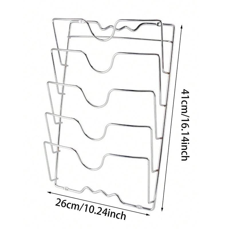 Multifunctional Kitchen Supplies Pot Cover Rack Vegetable Hanging Plate Anvil Rack Kitchen Supplies Household Supplies One size silver