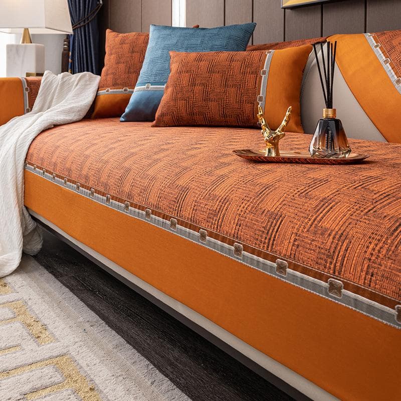 Patchwork Style Sofa Towel Simple Decora of The Living Room Retro Pillowcase Geometric Grain Widen Hemming Sofa Cover 70*70cm