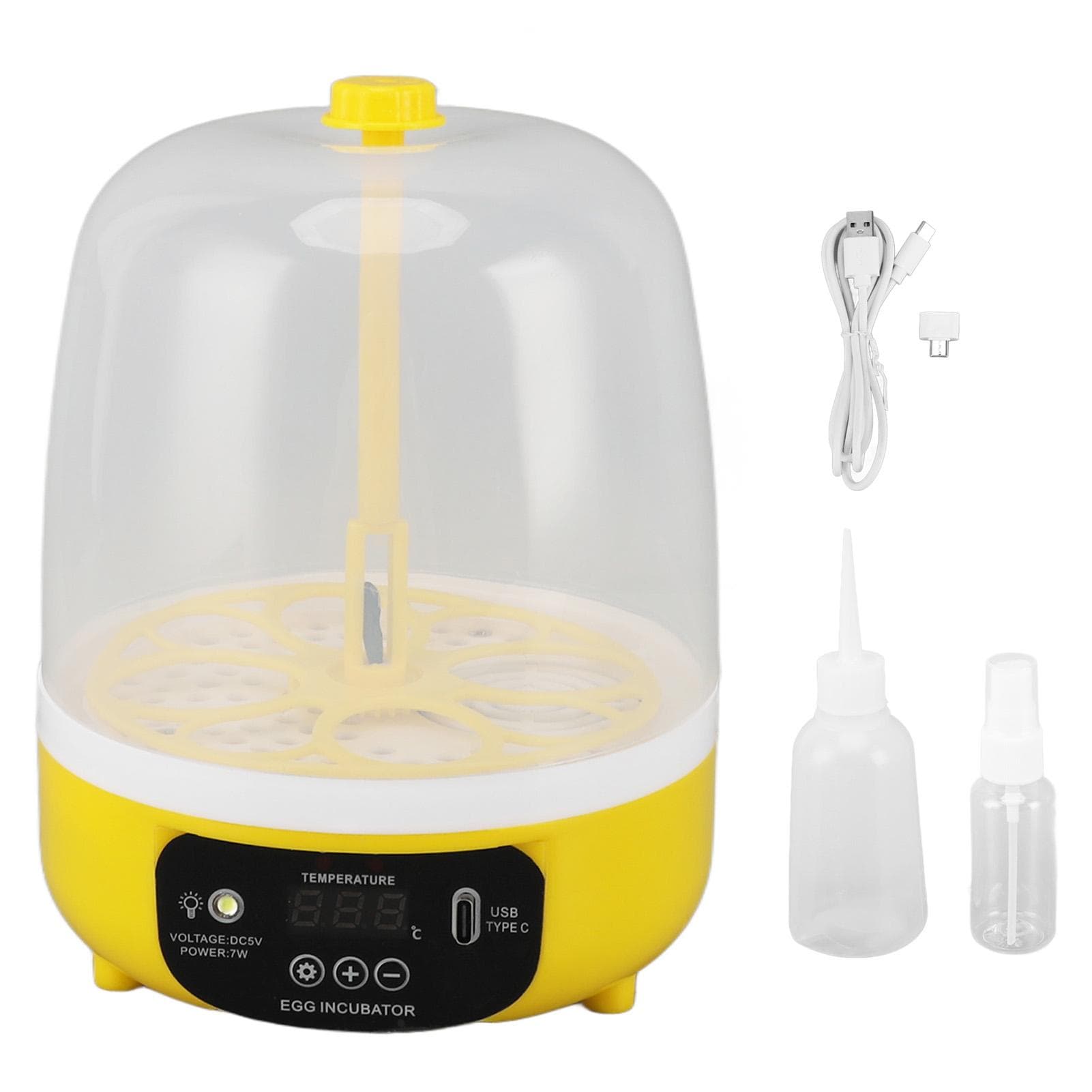 4 Eggs Incubator Temperature Humidity Control Visual Low Noise Energy Saving USB Mini Poultry