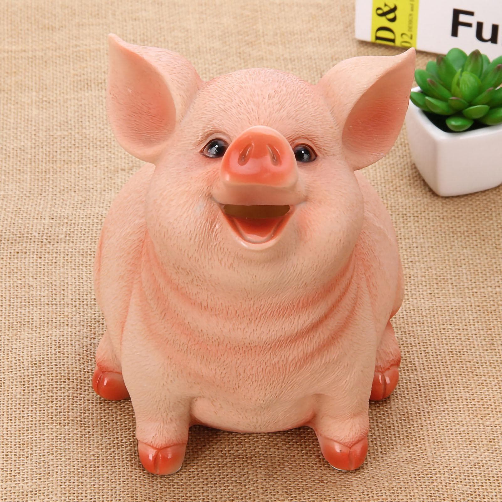 Piggy Bank Cute Pig Appearance Environmentally Friendly Resin Cartoon Piggy Bank Coin Bank Piggy Large Pig 21x16x16cm