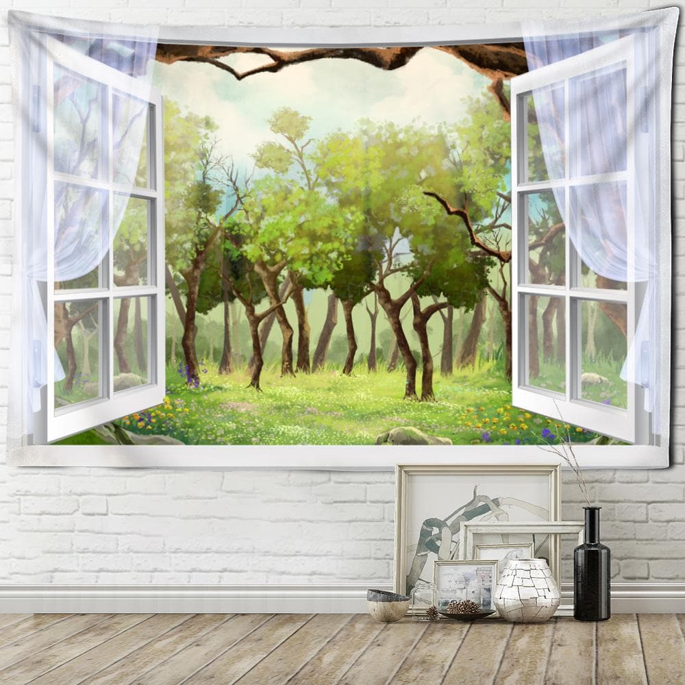 Seaside Scenery Tapestry Wall Hanging Bohemian Art Living Room Window Painting Simple Nordic Home Decor 320x182cm