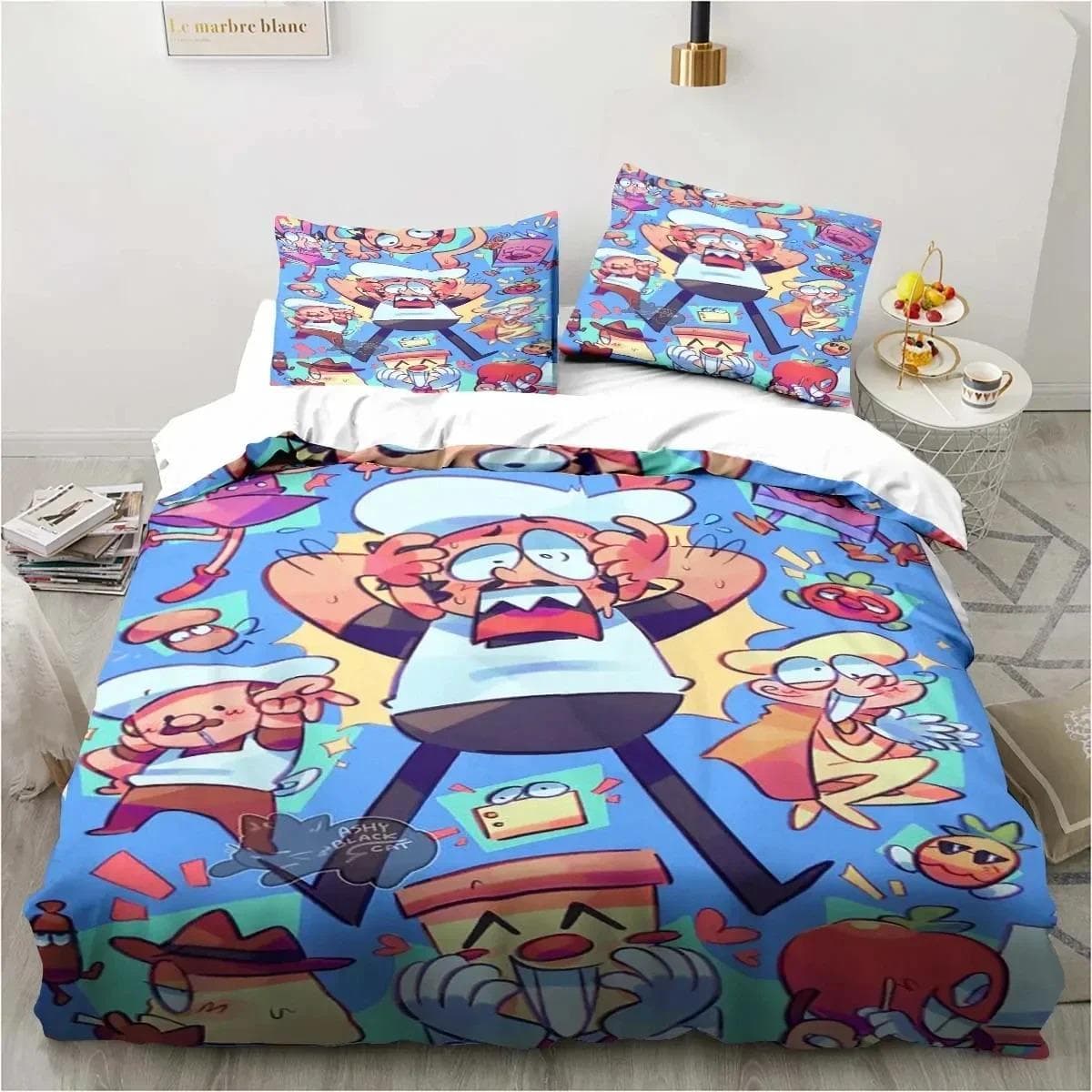 Pizza Tower Classic Pixel Style Game Bedding Set Duvet Cover Bed Set Quilt Cover Pillowcase Comforter king Queen Size Boys Adult US King 264x228cm