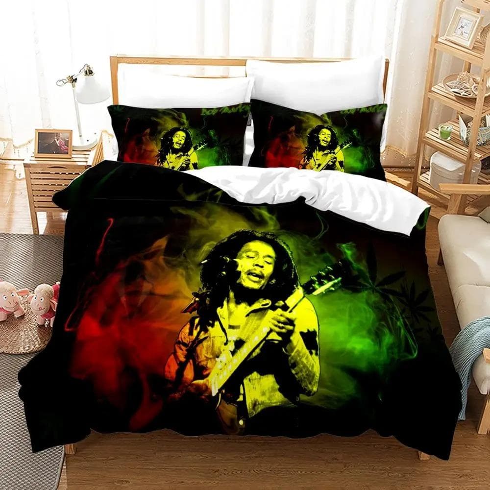 Bob Marley Duvet Cover Sets Music Legends Jamaica Singer Comfortable Bedspreads Queen King Size Bedding Sets Bedroom Decor AU Double 180x210cm