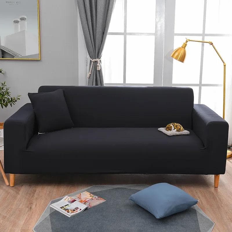 Seater Solid Color Elastic Sofa Covers for Living Room Spandex Sectional Corner Sofa Slipcovers Couch Chair Cover 1-seat 90x140cm black