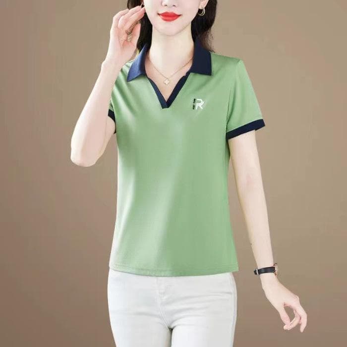 New Sports Polo Shirt for Women In Summer Lapel Short-sleeved T-shirt Large Size Women's Casual Top Korean Style Shirt 5XL
