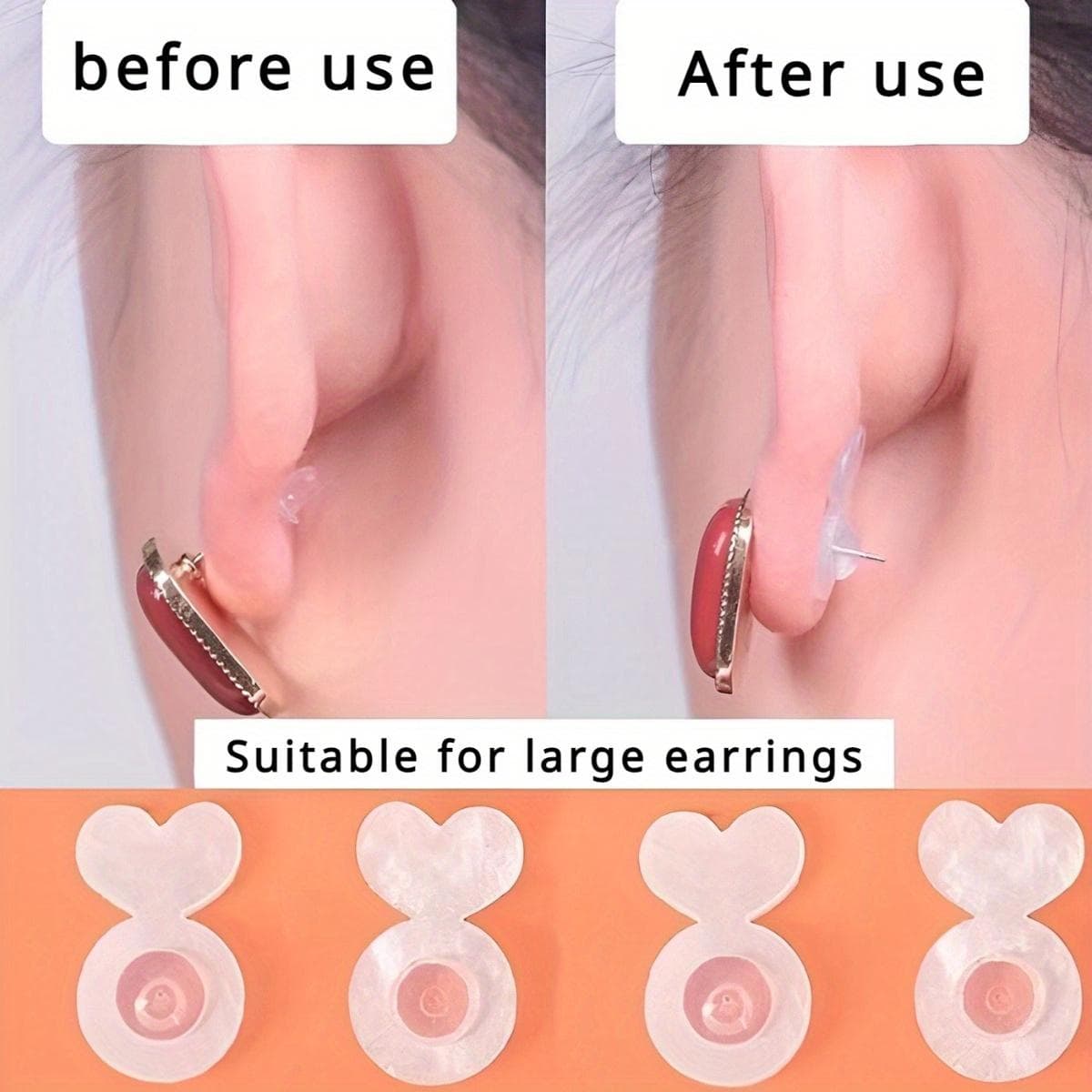 Silicone Ear Post Backs for Heavy Earrings: Invisible Support Pads for Non-Dropping Earlobes - Safe Ear Jewelry Lifters for Studs and Pendants 6pcs