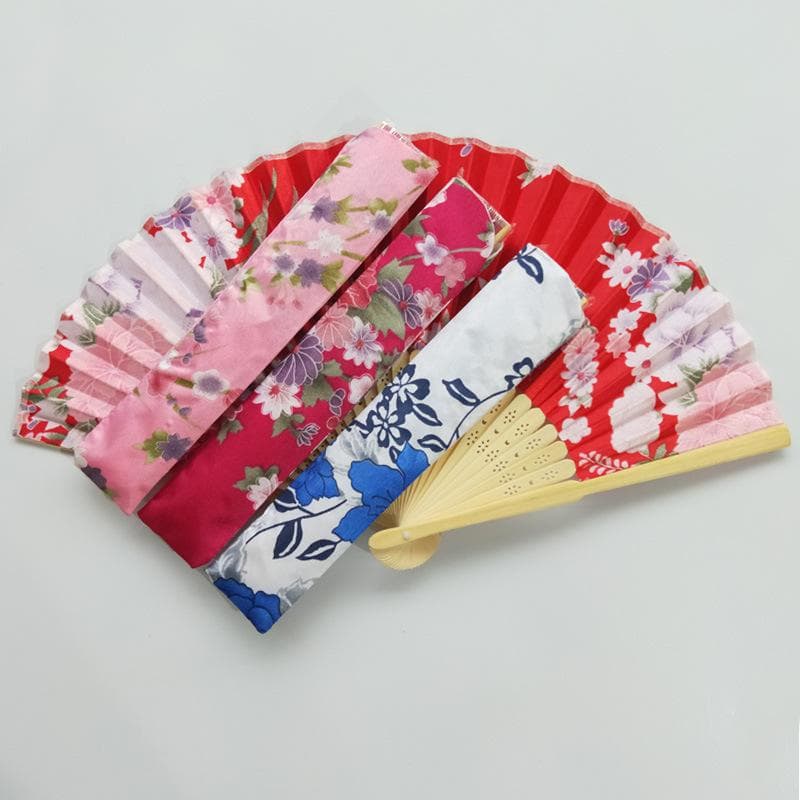 Ready stock women's fan cover silk fan bag gift small fan packaging manufacturer linen brocade