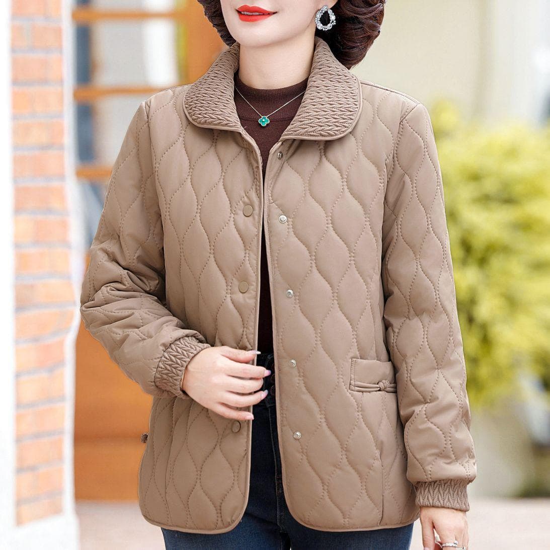 Leather Cotton Coat, Winter Cotton Jacket Outer Coat Warm and Loose Plus Size Temperament Cotton Clothing XL camel