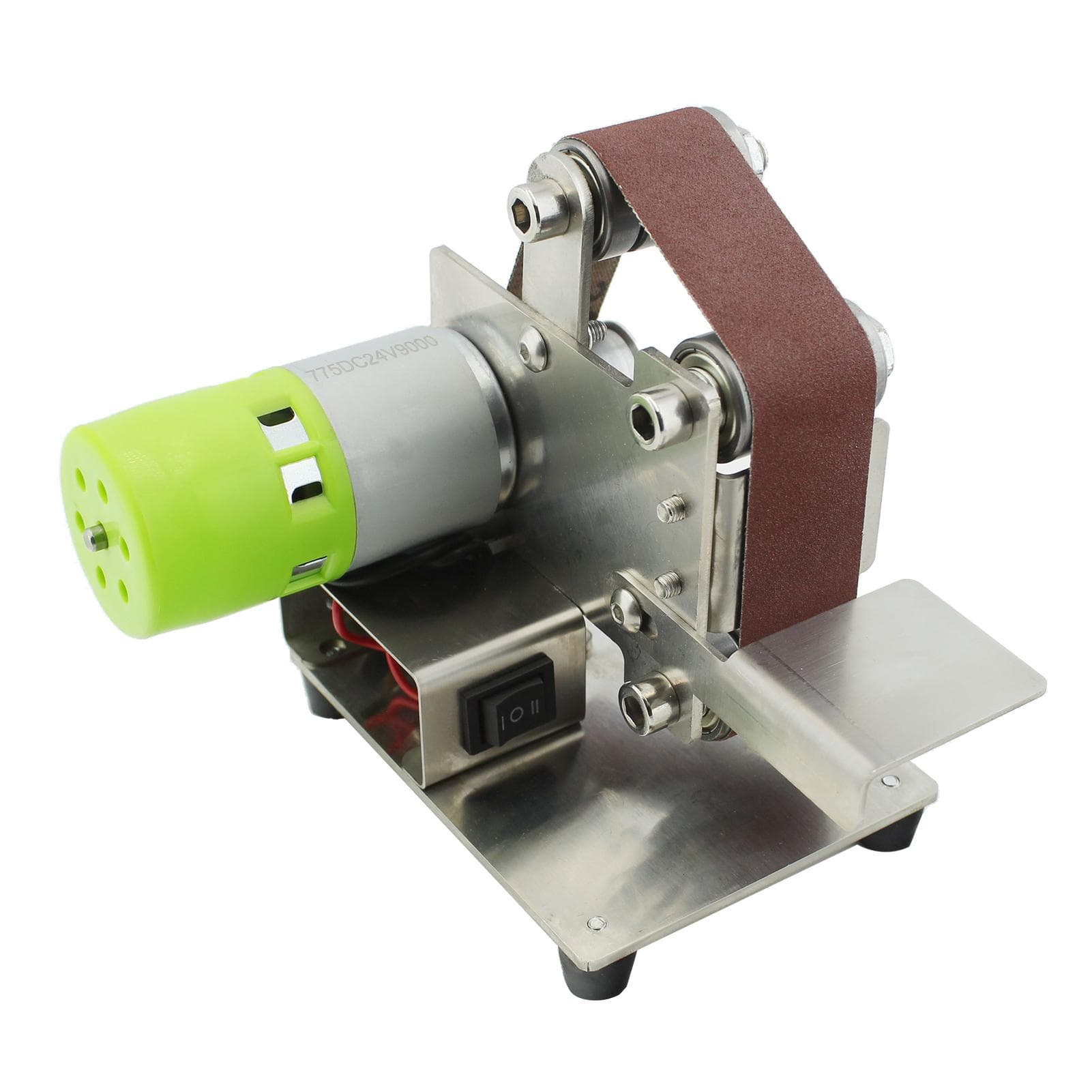 Mini Belt Sander Electric Sanding Polishing Grinding Machine 7 Variable Speed with 10 Sanding Belts US plug & 30mm belt silver