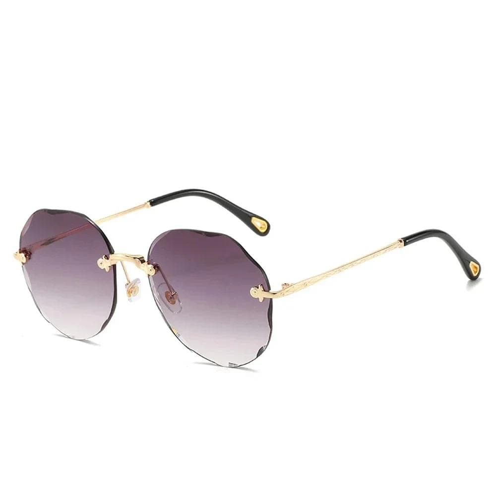 Women Rimless Diamond Cutting Lens Sun Glasses Ocean Shades UV Protection Fashion Sunglasses As Picture