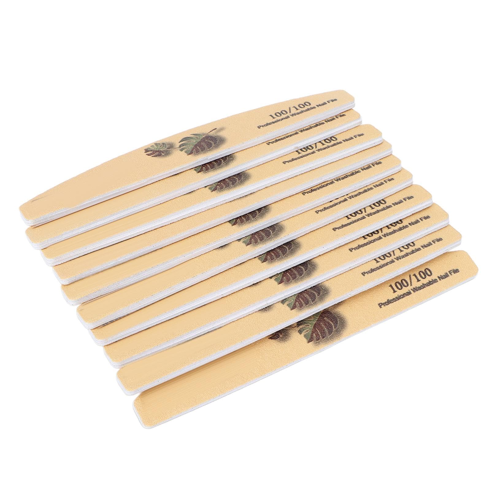 10pcs Nail File Professional Washable Reusable Double Sided Nail Buffer File Manicure Tool (Yellow)