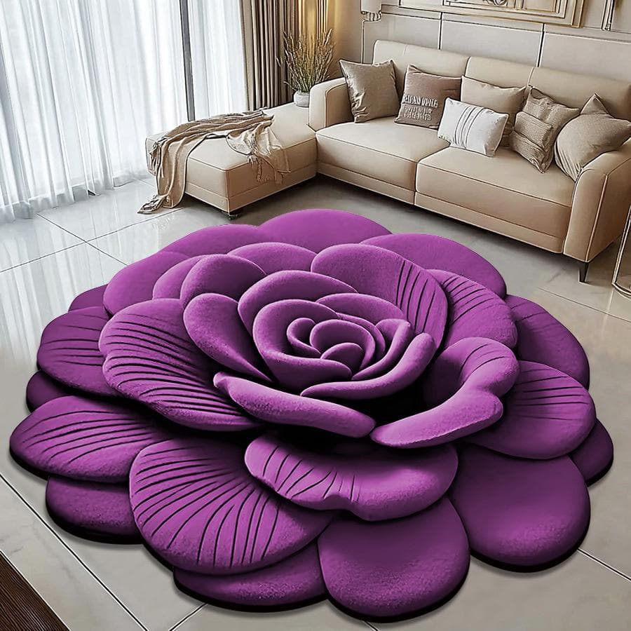 3D Visual Effect Peony Flower Floor Mat Home Living Room Carpet Dirt Resistant Easy To Maintain Absorbent Anti Slip Mat 200 * 200cm