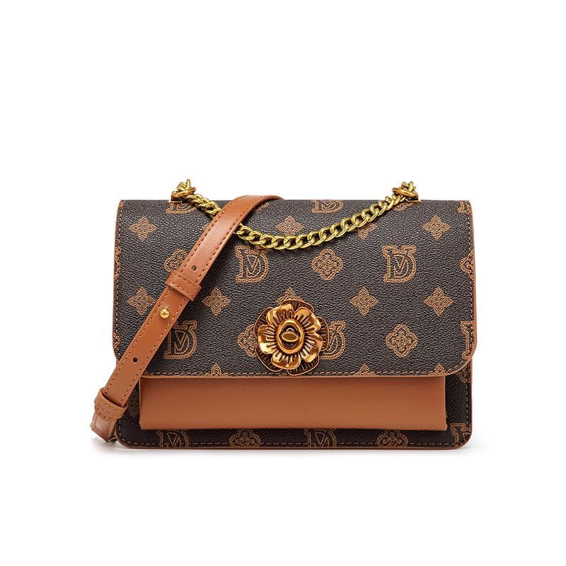 Printed Women's Bag High Fashion Vintage Camellia Underarm Chain All-in-one Crossbody Bag