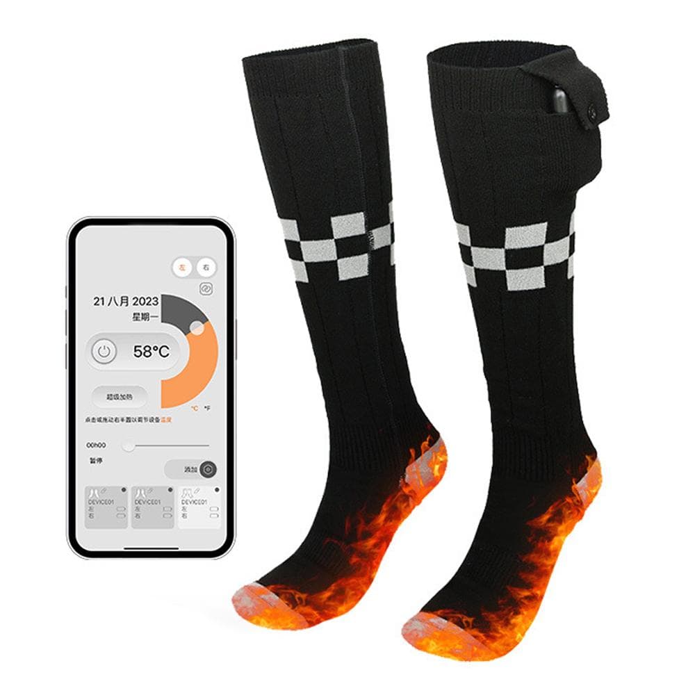 Electric Heated Socks for Men Women APP Control Rechargeable Heating Socks Battery Power Winter black
