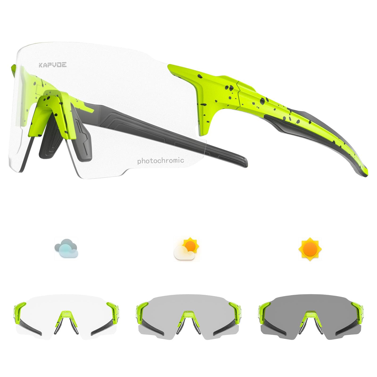 Kapvoe Photochromic Cycling Glasses UV400 MTB Sunglasses for Men Women Outdoor Sports Bike Eyewear Gafas Ciclismo Photochromic 1LENS
