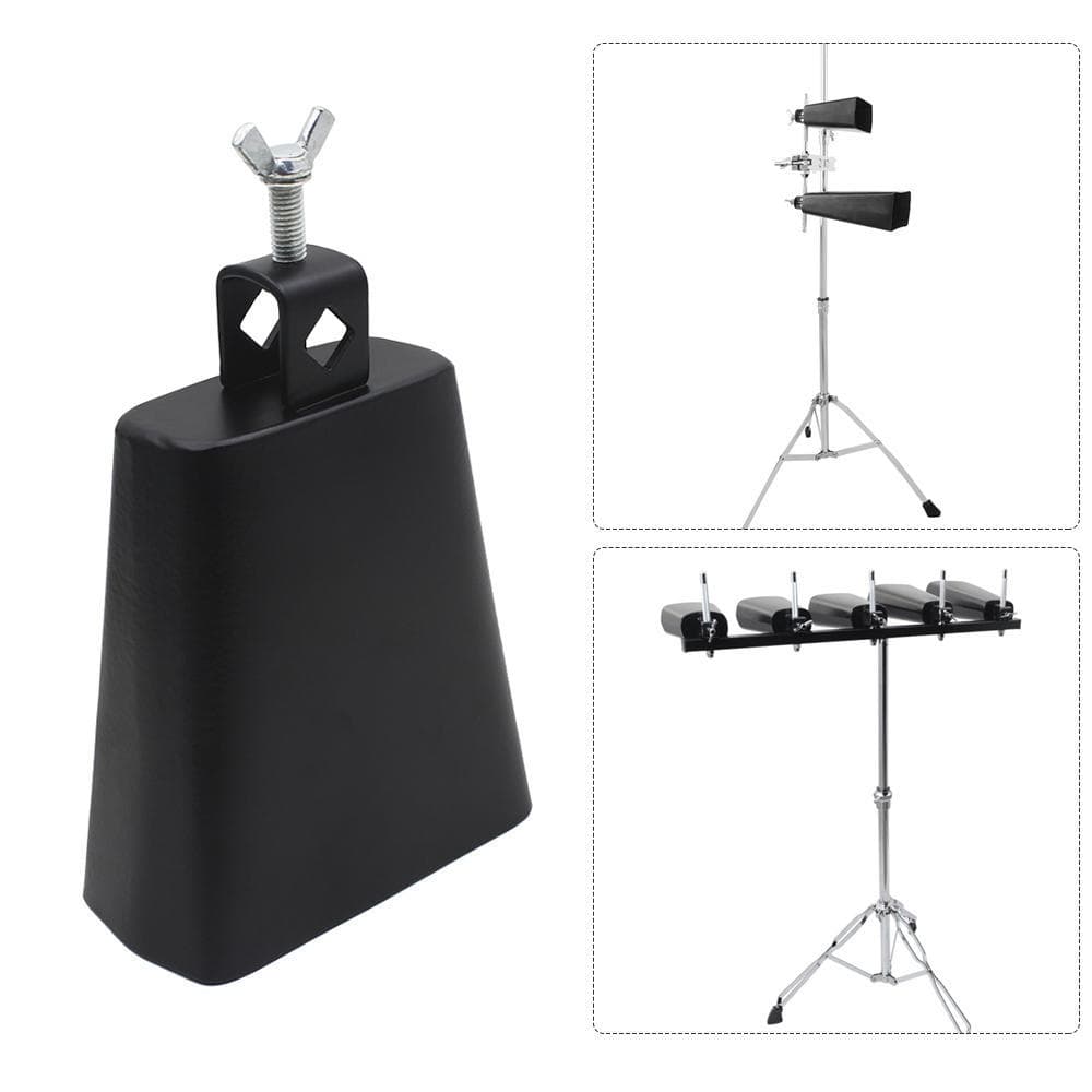 5 Inch Iron Cow-bell Percussion Instrument with Clapper for Drum Set Kit Accessory 5 black