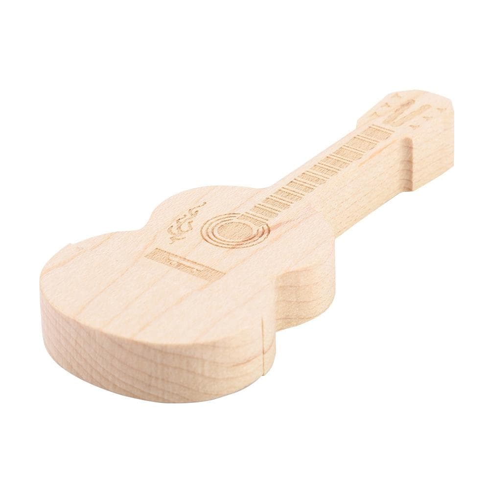 Wooden Guitar Shape Flash Drives Storage USB 2.0 U Disk Memory Stick For PC(128G) 128G
