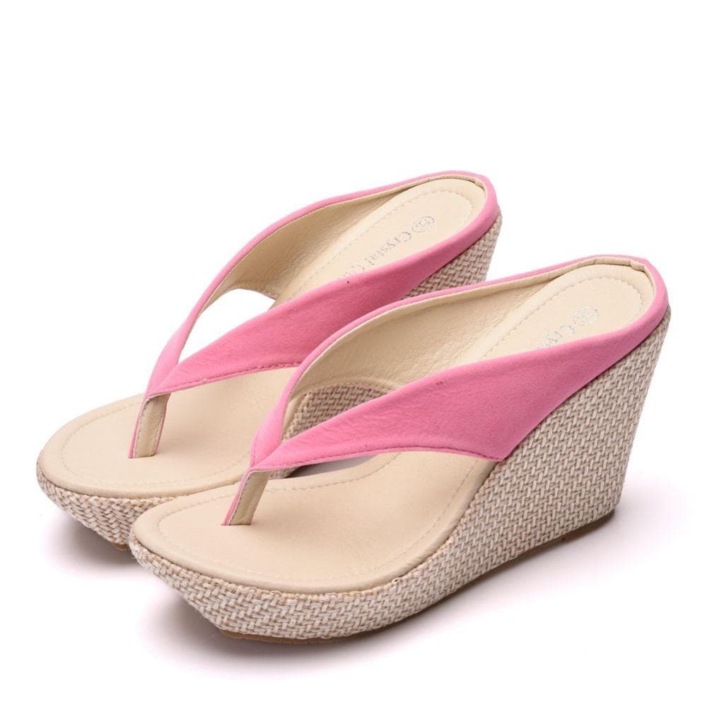 Fashion Summer Style Women Sandals High Heels Flip Flops Beach Leopard Print Platform Wedge Shoes 43