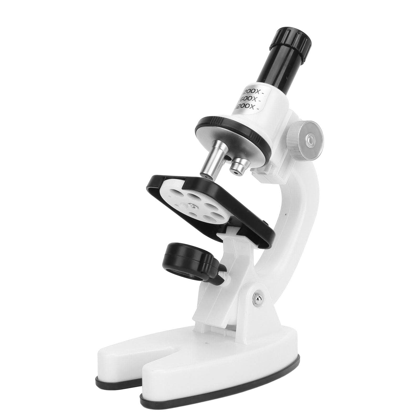 Kids Beginner Microscope Science Kit Portable 200X‑1200X Microscope Kit for Kids Students Home white