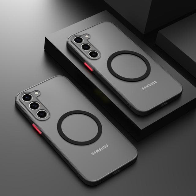 Matte Magnetic Case For Samsung Galaxy S23 S24 S22 S21 S20 S25 Ultra Plus FE A14 A24 A54 A53 A35 A34 A15 A25 A55 A16 A56 Frosted Wireless Charge Cover Samsung Galaxy S21 black