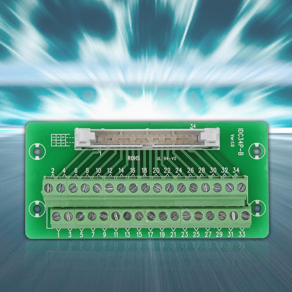 IDC34P 34Pin Male Header Breakout Board Terminal Block Connector PLC Interface with Bracket