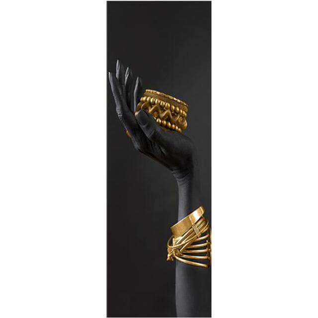 African Black Woman with Golden Jewelry on Hands Canvas Paintings on The Wall Art Posters and Prints Modern Pictures Home Decor 40*50cm
