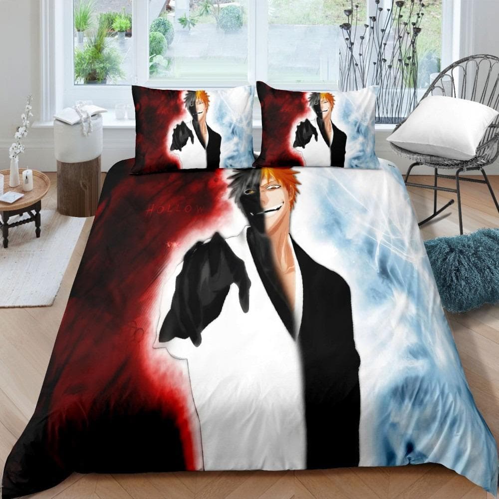3D Bleach Kurosaki Ichigo Bedding Set Anime Duvet Covers Pillowcases Boys Comforter Bedding Sets Customized Bed Linen Bedclothes 180X210cm-3pcs