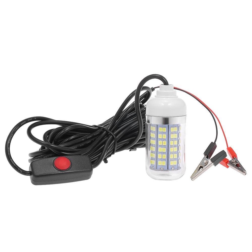 12V 15W Underwater Fishing Attract Light LED Lamp Fish Finding System Light with 30ft Power Cord and white