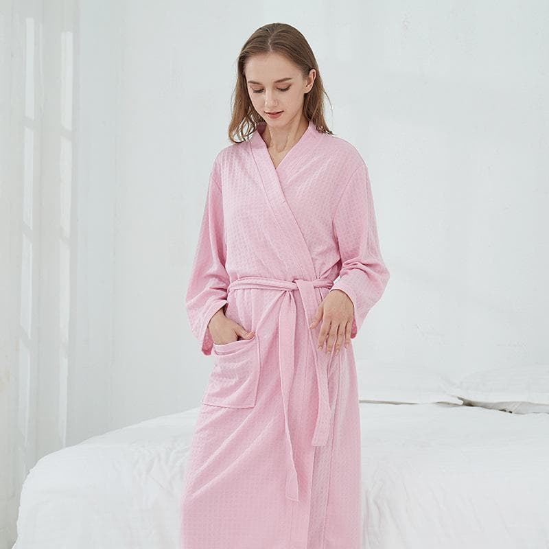 Plus Size Women's Sauna Suit Thin Long Couple's Loungewear Hotel Bathrobe XXXL pink