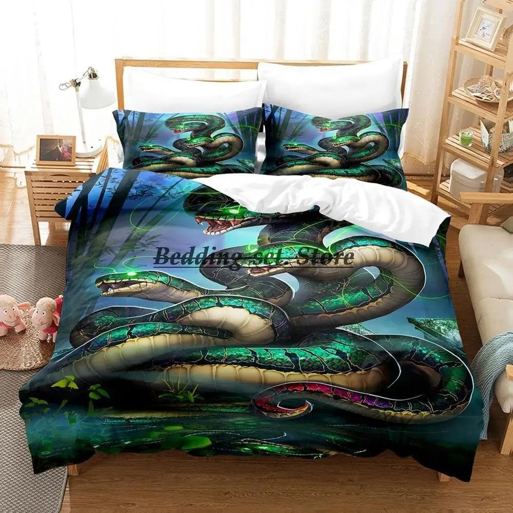 Yinuoda Snake Flower Bedding Set Single Twin Full Queen King Size Bed Set Aldult Kid Bedroom Duvetcover Sets Anime Bed 70x133cm 2pcs