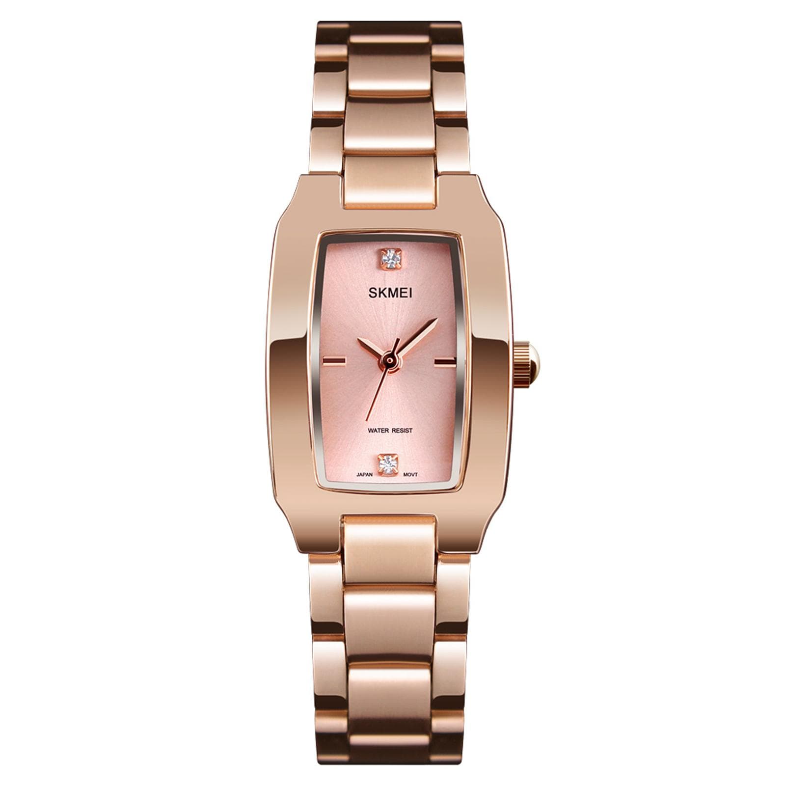 SKMEI Women Quartz Watch Stainless Steel Strap Diamond Dial Female Wristband Elegant Ladies Watches rose gold