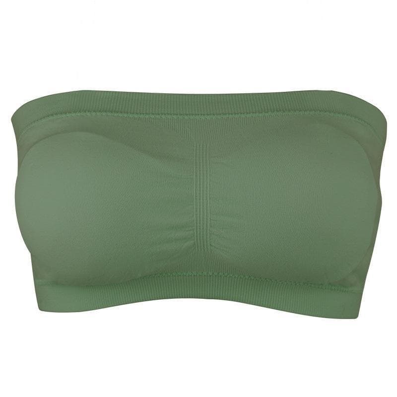 Women's Tube Top Strapless Bandeau Bra Underwear Women Bralette Seamless Strapless Tops Hollow Wrapped Chest Bras XL green