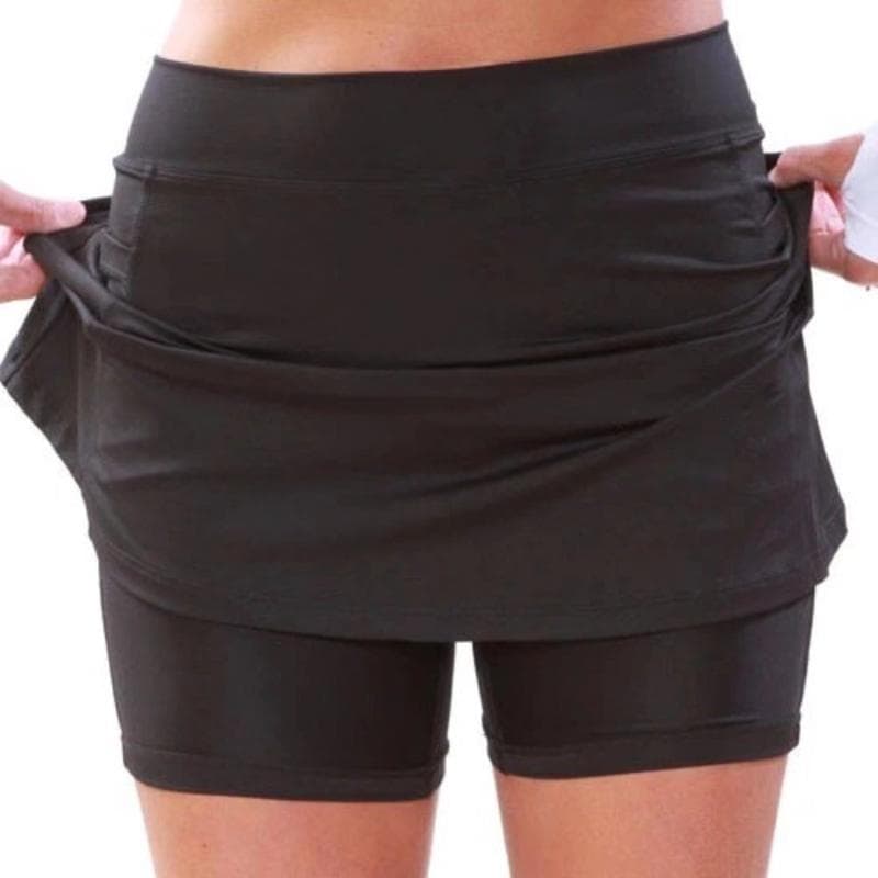 Women's Shorts Athletic Solid Color Culottes with Pockets Casual Summer Running Tennis Golf Gym Sports Workout Beach Skirt Yoga Pants 2XL black