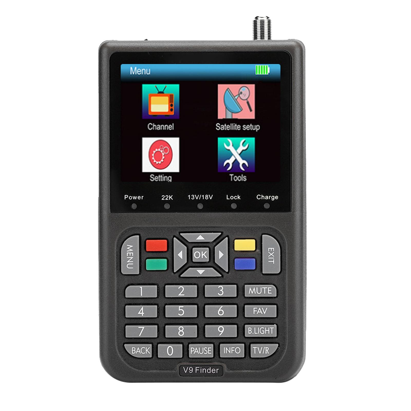 V9 3.5in LCD Color Screen DVB Digital Satellite Finder Signal Meter Black EU Plug