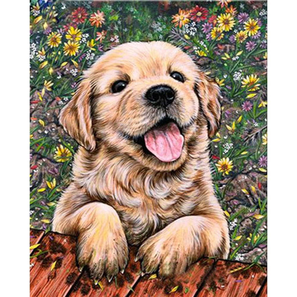 Cross Stitch Kit DIY Diamond Embroidery Happy dog Diamond Painting Mosaic Home Decor 20X30CM