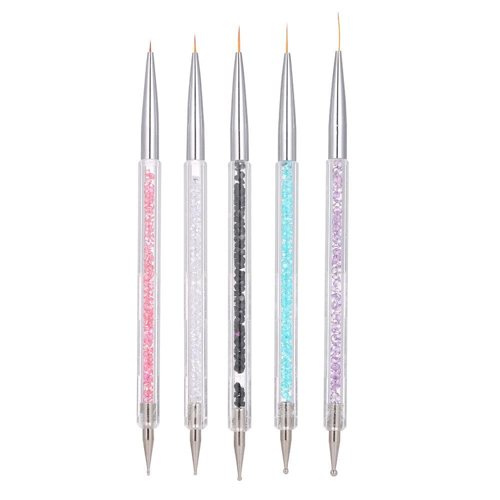 5 PCS Nail Art Liner Pen UV Gel Painting Nail Design Brush Pen Nail Dotting Drawing Pen multicolour